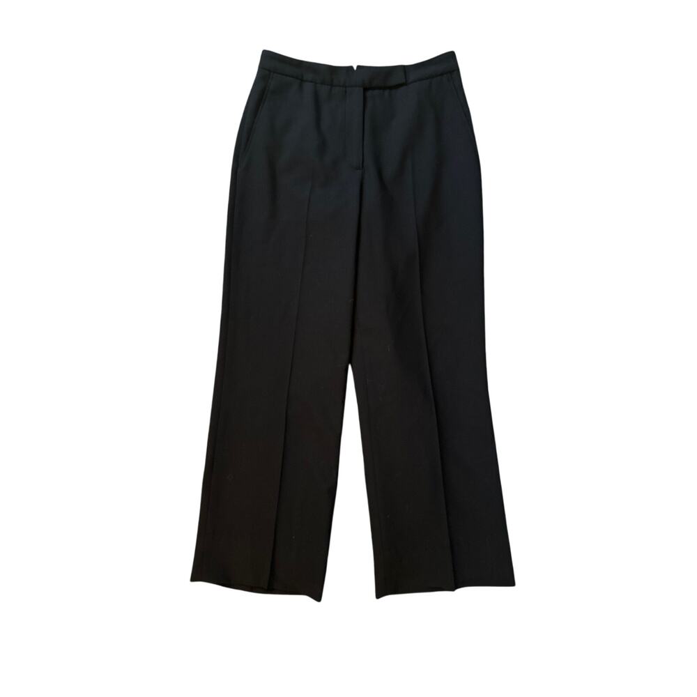 Women 4 Brooks Brothers Wool Black Trousers Slacks Pants High Rise Wide Leg